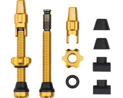 Wolf Tooth Components Tubeless Tire Tools|Tubeless Accessories|Tubeless Valve Stem Kit For Clik Valve (Gold) (44mm)