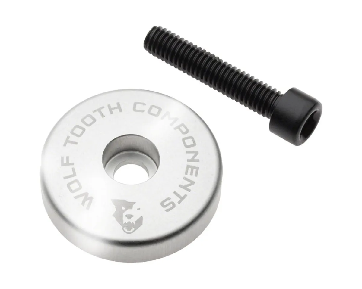 Wolf Tooth Components Headsets & Spacers|Ultralight Stem Cap w/ Integrated Spacer (Raw Silver) (5mm)
